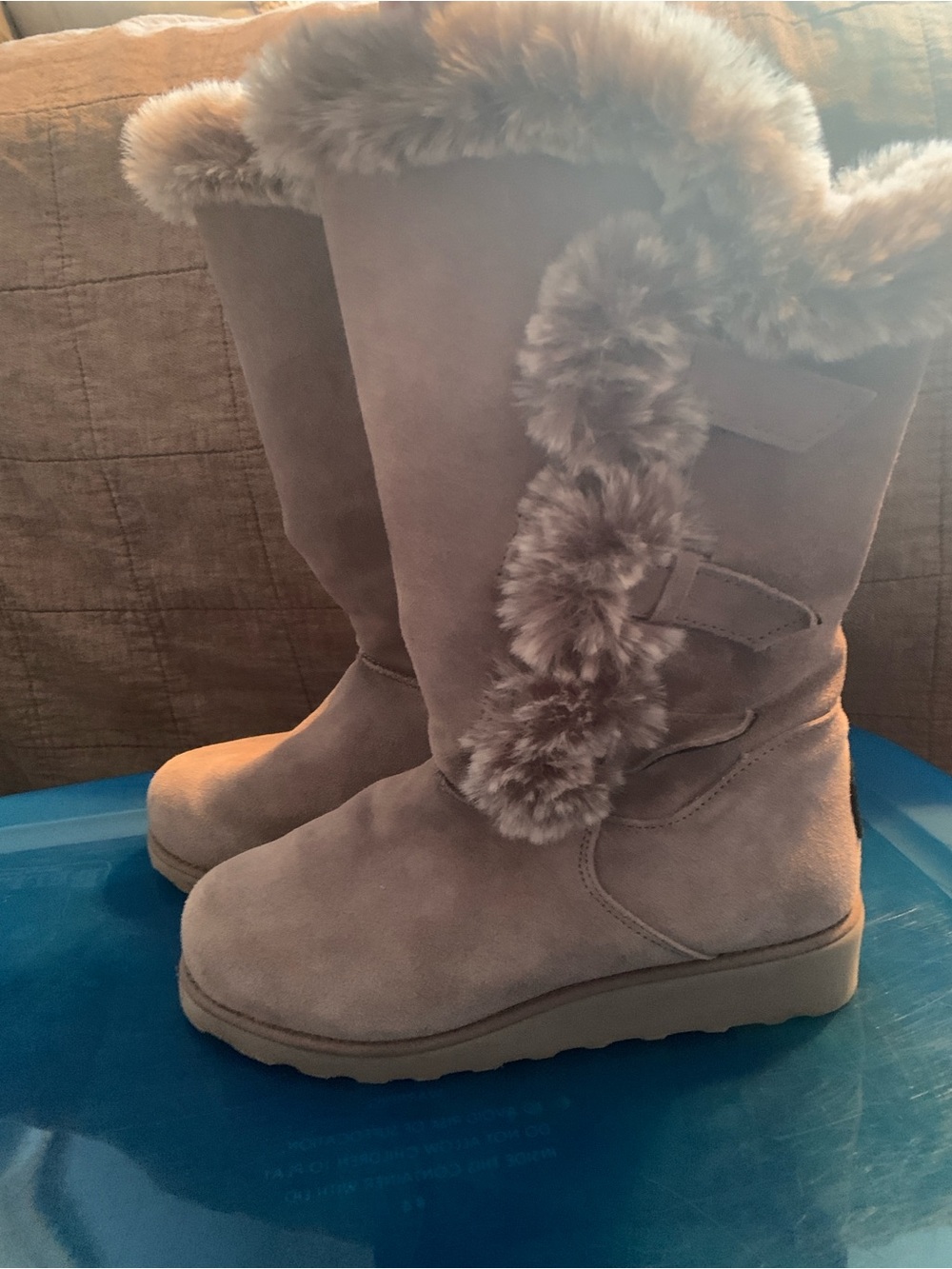 BearPaw Faux Suede Winter Boots with Fur Trim